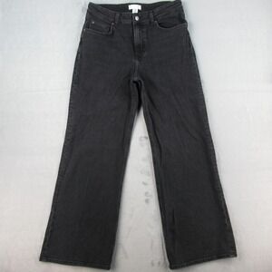 HM High Waist Wide Leg Jeans Washed Black Size 10 P/N 1045459 8